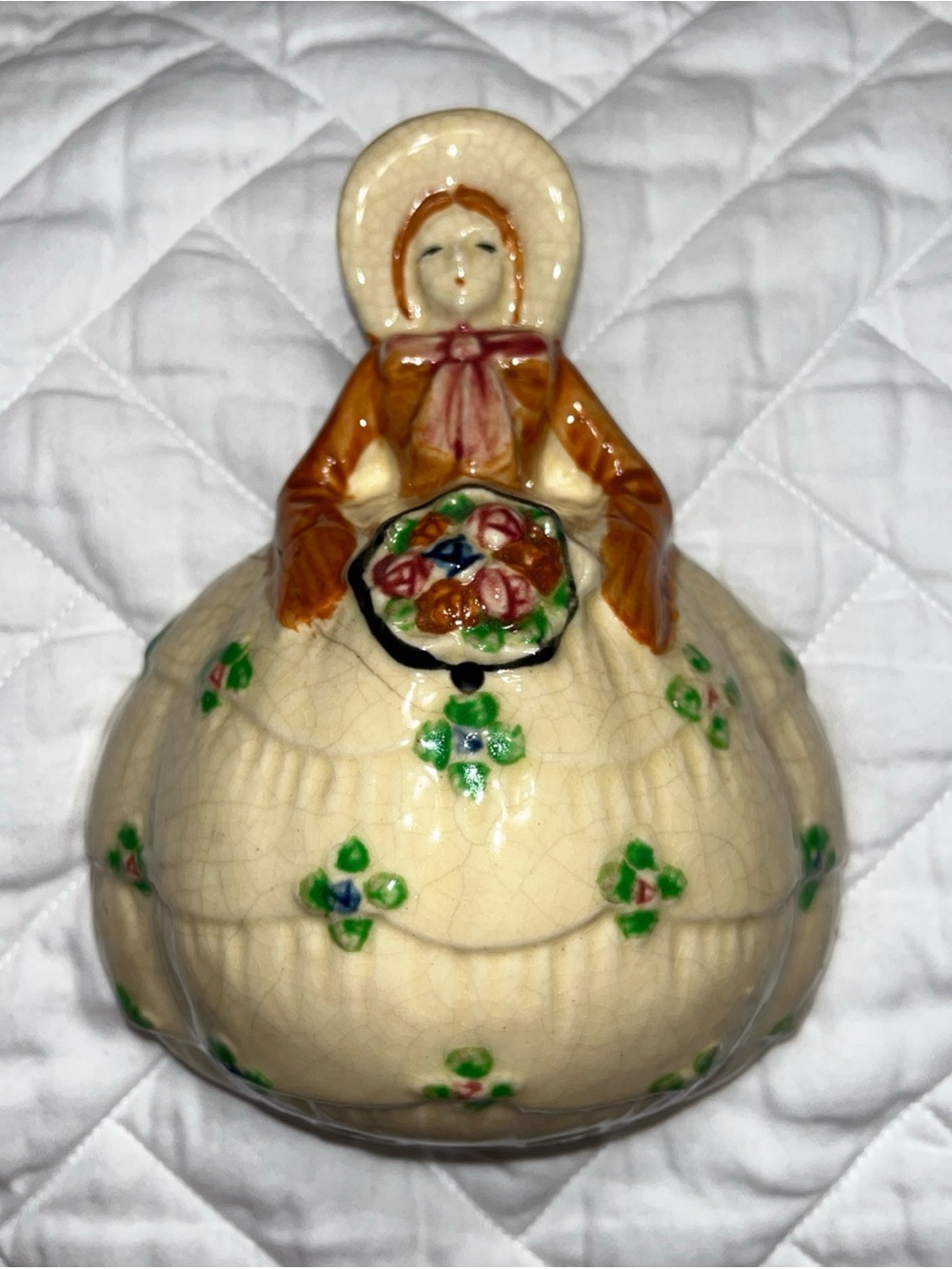 Vintage Southern Bell Ceramic Lady Figurine Decorative Yarn holder